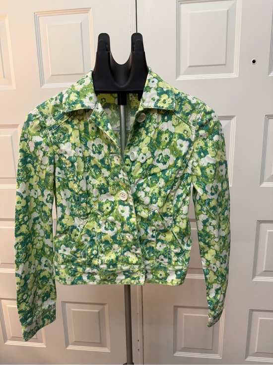 Liz Claiborne Jackets & Blazers - Liz Claiborne Green Floral Jean Jacket